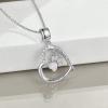 YFN Paw Print Necklace Sterling Silver Dog Cat Charms Pendant Cremation Jewelry Cat Dog Memorial Gifts for Women Girls(White Opal)