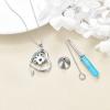 YFN Paw Print Necklace Sterling Silver Dog Cat Charms Pendant Cremation Jewelry Cat Dog Memorial Gifts for Women Girls(White Opal Paw Urn)