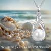 YFN Pearl Celtic Necklace S925 Sterling Silver for Women, Anniversary Irish Celtic Knot Jewelry Present for Women, Birthday Gifts(10mm Pearl Celtic Necklace)