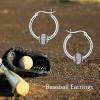 YFN Soccer Baseball Football Softball Basketball Pickleball Hoop Earrings Sterling Silver Small Huggie Hoop Earrings Gifts for Sensitive Ears(Baseball Earrings)
