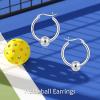 YFN Soccer Baseball Football Softball Basketball Pickleball Hoop Earrings Sterling Silver Small Huggie Hoop Earrings Gifts for Sensitive Ears(Pickleball Earrings)
