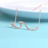 YFN Wave Necklace Sterling Silver Ocean Wave Necklace Ocean Jewelry Beach Choker Necklace for Women Gifts(rose gld)