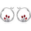 925 Sterling Silver Small Hoop Earrings Hypoallergenic Earring Jewelry for Sensitive Ears(Tulip)