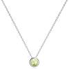 925 Sterling Silver Solitaire Cubic Zirconia Necklace for Women Teen Girls(August-Simulated Peridot)