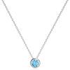 925 Sterling Silver Solitaire Cubic Zirconia Necklace for Women Teen Girls(December – Sea Blue)