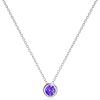 925 Sterling Silver Solitaire Cubic Zirconia Necklace for Women Teen Girls(February – Purple)