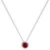 925 Sterling Silver Solitaire Cubic Zirconia Necklace for Women Teen Girls(January – Garnet)
