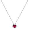 925 Sterling Silver Solitaire Cubic Zirconia Necklace for Women Teen Girls(July – Red)