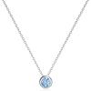925 Sterling Silver Solitaire Cubic Zirconia Necklace for Women Teen Girls(March – Light Blue)
