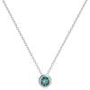 925 Sterling Silver Solitaire Cubic Zirconia Necklace for Women Teen Girls(May – Green)
