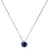 925 Sterling Silver Solitaire Cubic Zirconia Necklace for Women Teen Girls(September – Blue)