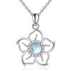 Flower Moonstone Necklace Sterling Silver Sky Flower Pendant Moonstone Jewelry for Women Teen Girls(Flower)