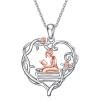 YFN 925 Sterling Silver Book Lover Necklace Reading Pendant for Women Graduation Gift Jewelry for Student Friends Classmate(A03 Reading-2)