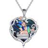 YFN 925 Sterling Silver Book Lover Necklace Reading Pendant for Women Graduation Gift Jewelry for Student Friends Classmate(A04 Abalone Shell)