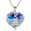 YFN 925 Sterling Silver Book Lover Necklace Reading Pendant for Women Graduation Gift Jewelry for Student Friends Classmate(A06 Crystal)