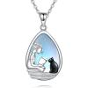 YFN 925 Sterling Silver Book Lover Necklace Reading Pendant for Women Graduation Gift Jewelry for Student Friends Classmate(A07 Cat and Girl)