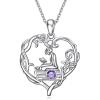 YFN 925 Sterling Silver Book Lover Necklace Reading Pendant for Women Graduation Gift Jewelry for Student Friends Classmate(B02 February)