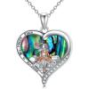 YFN 925 Sterling Silver Book Lover Necklace Reading Pendant for Women Graduation Gift Jewelry for Student Friends Classmate(B13 Reading-Abalone Shell)