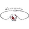 YFN Anklets Bracelet for Women Sterling Silver Butterfly Heart Tree Hummingbird Cardinal Anklet Charm Chain Bracelet Beach Foot Jewelry for Women(Red-Cardinal anklets for women)