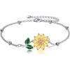 YFN Anklets Bracelet for Women Sterling Silver Butterfly Heart Tree Hummingbird Cardinal Anklet Charm Chain Bracelet Beach Foot Jewelry for Women(Sunflower Ankle Bracelets for Women)