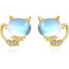 YFN Cat Earrings Sterling Silver Dangle Drop Leverback Earrings Jewelry Gifts for Women(Gold-Cat Earrings)