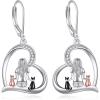 YFN Cat Earrings Sterling Silver Dangle Drop Leverback Earrings Jewelry Gifts for Women(Silver-Cat Earrings)