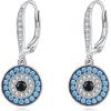 Silver-Evil Eye Earrings Light Blue