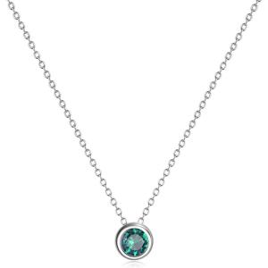925 Sterling Silver Solitaire Cubic Zirconia Necklace for Women Teen Girls(May – Green)