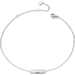 Sterling Silver Created Opal Anklets Dainty Foot Ankle Bracelets for Women(White Bar-silver)
