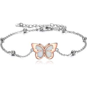 YFN Anklets Bracelet for Women Sterling Silver Butterfly Heart Tree Hummingbird Cardinal Anklet Charm Chain Bracelet Beach Foot Jewelry for Women(Butterfly Anklets Bracelet)