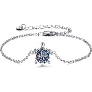 YFN Anklets Bracelet for Women Sterling Silver Butterfly Heart Tree Hummingbird Cardinal Anklet Charm Chain Bracelet Beach Foot Jewelry for Women(Silver-Turtle Anklet Bracelets)
