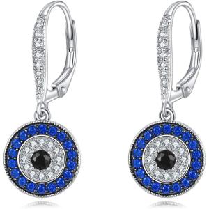 YFN Evil Eye Earrings for Women Sterling Silver Eye Dangle Earrings Minimalis Jewelry Gifts(Silver-Evil Eye Earrings)