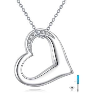YFN Heart Urn Pendant Necklace for Ashes S925 Sterling Silver Cremation Jewelry Keepsake for Loved Ones, Adjustable Chain for Women Men