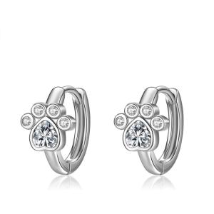 YFN Paw Print Earrings 925 Sterling Silver Pet Paw Huggie Hoop Earrings Tiny Cute Jewelry Gift for Women