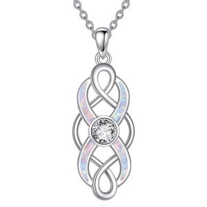 YFN Pearl Celtic Necklace S925 Sterling Silver for Women, Anniversary Irish Celtic Knot Jewelry Present for Women, Birthday Gifts(Celtic Knot Necklace)