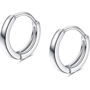YFN Sterling Silver Cartilage Hoop Hypoallergenic Tiny Small Earrings for Women 13mm(Silver)