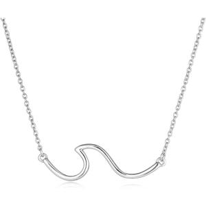 YFN Wave Necklace Sterling Silver Ocean Wave Necklace Ocean Jewelry Beach Choker Necklace for Women Gifts(Silver)