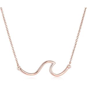 YFN Wave Necklace Sterling Silver Ocean Wave Necklace Ocean Jewelry Beach Choker Necklace for Women Gifts(rose gld)