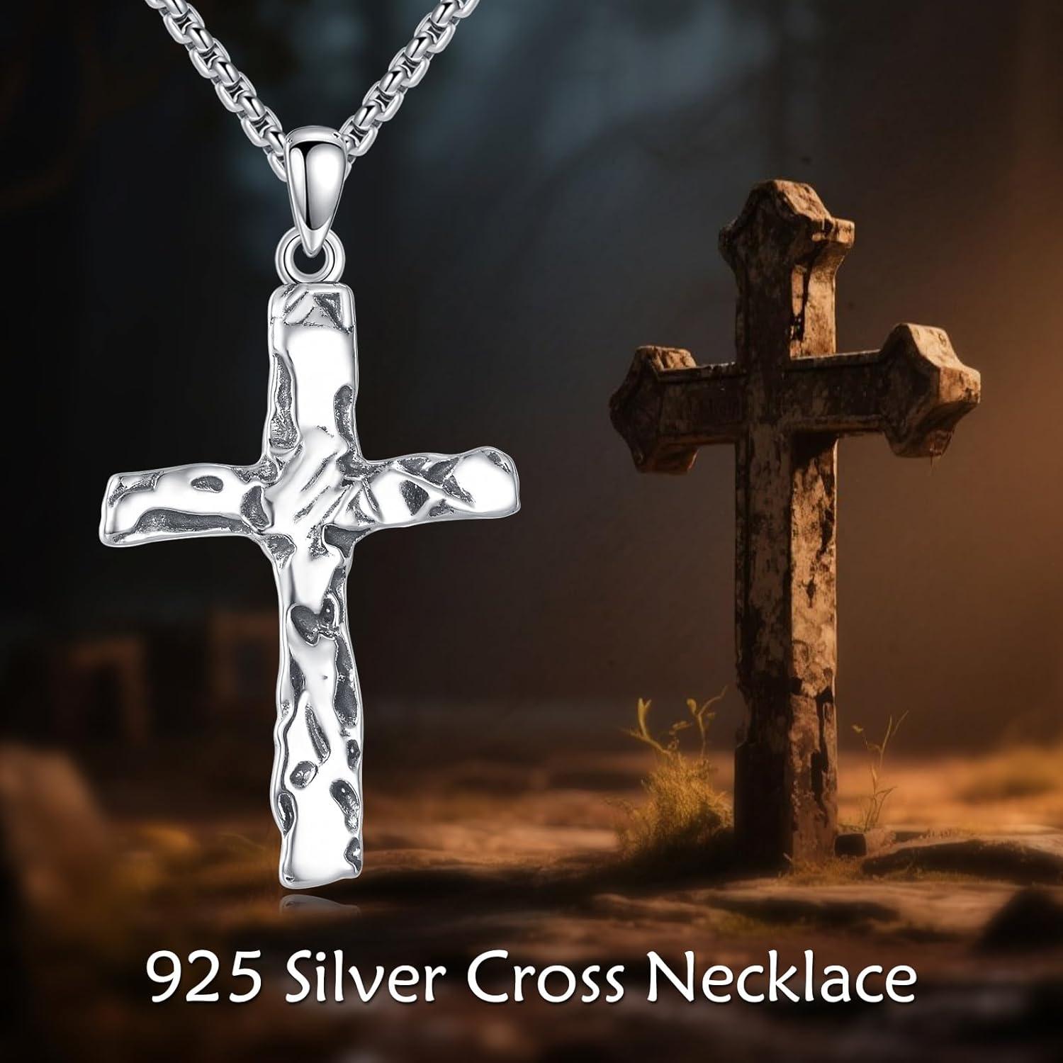 image:image925 Sterling Silver Cross Necklace for Men amp Women Crucifix JesusCross Pendant with 222 Stainless Steel Chain Jewelry Gift for Christmas Fathers Day Mothers Day BirthdayGift Box IncludedA02 Cross