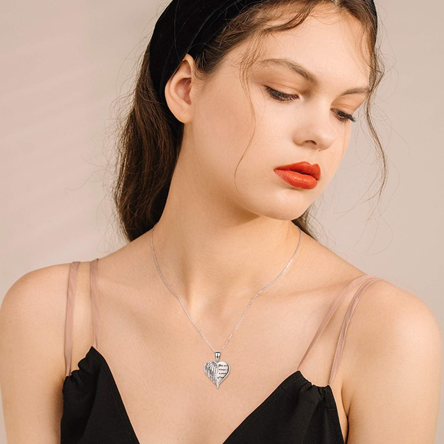 image:imageYFN Locket Necklace 925 Sterling Silver Heart Locket Necklace that Holds Pictures for Women Jewelry Giftsheart guardian angel 22 inch