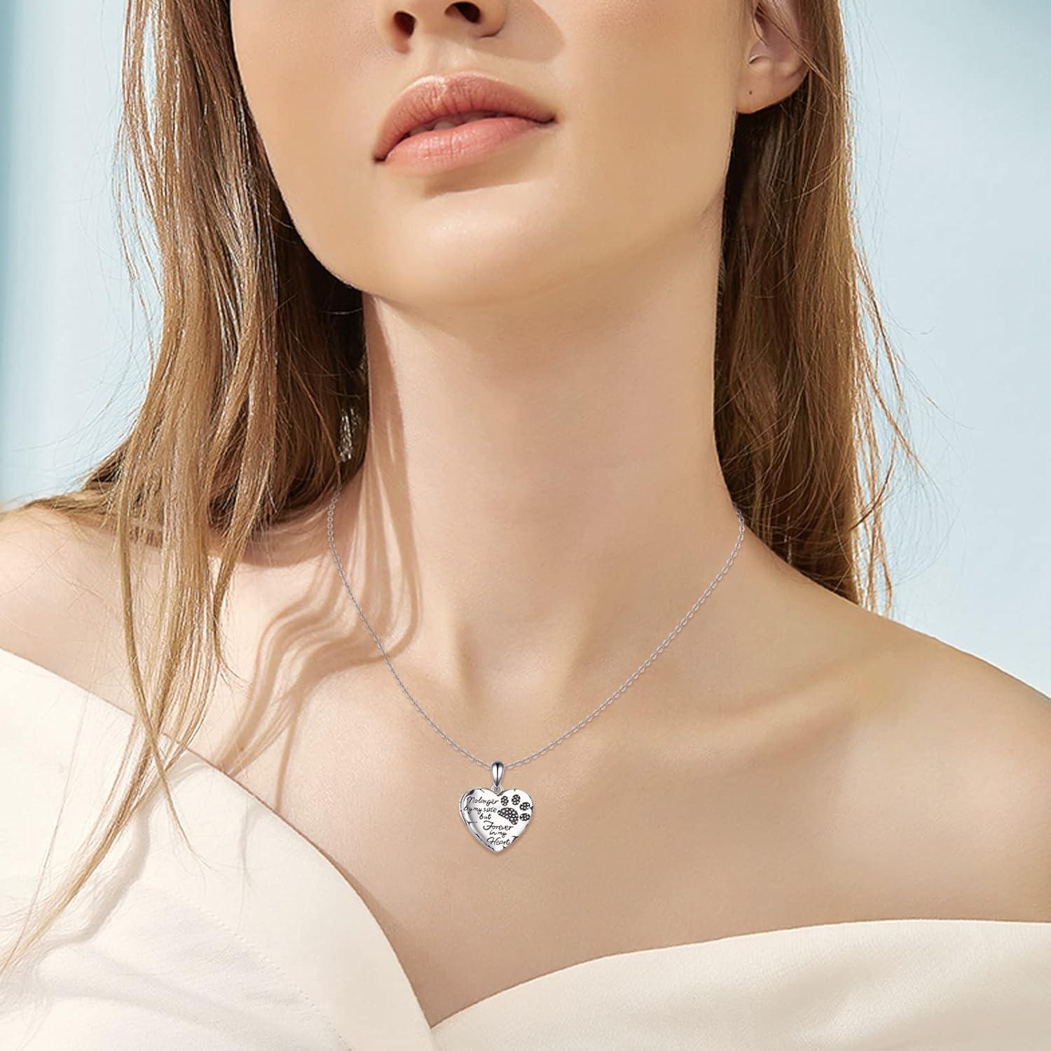 image:imageYFN Locket Necklace 925 Sterling Silver Heart Locket Necklace that Holds Pictures for Women Jewelry Giftsheart pet locket
