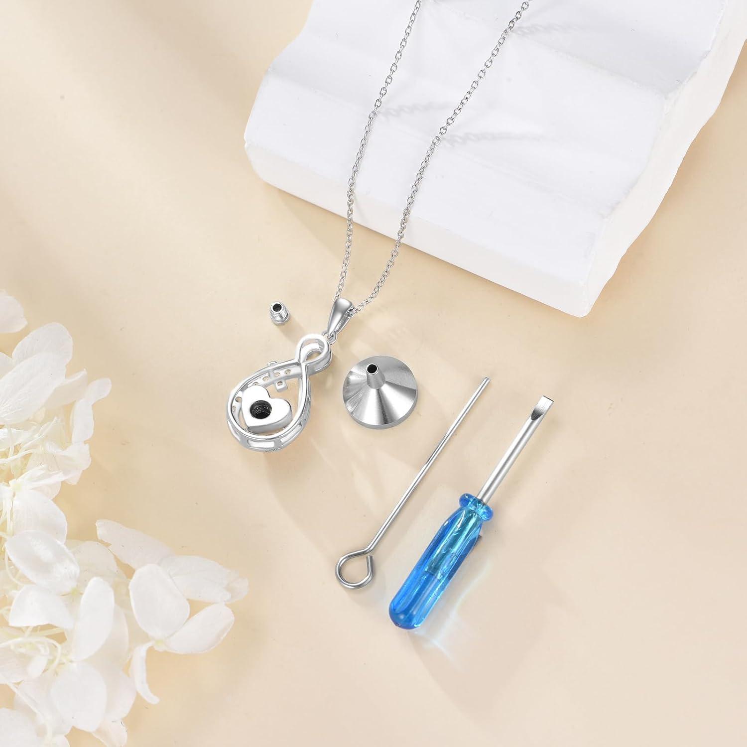 image:imageYFN Pet Cremation Necklace 925 Sterling Silver Cross Infinite love Urn Necklace Pendant Pet Jewelry Gift for Dog Cat Loversstyle8