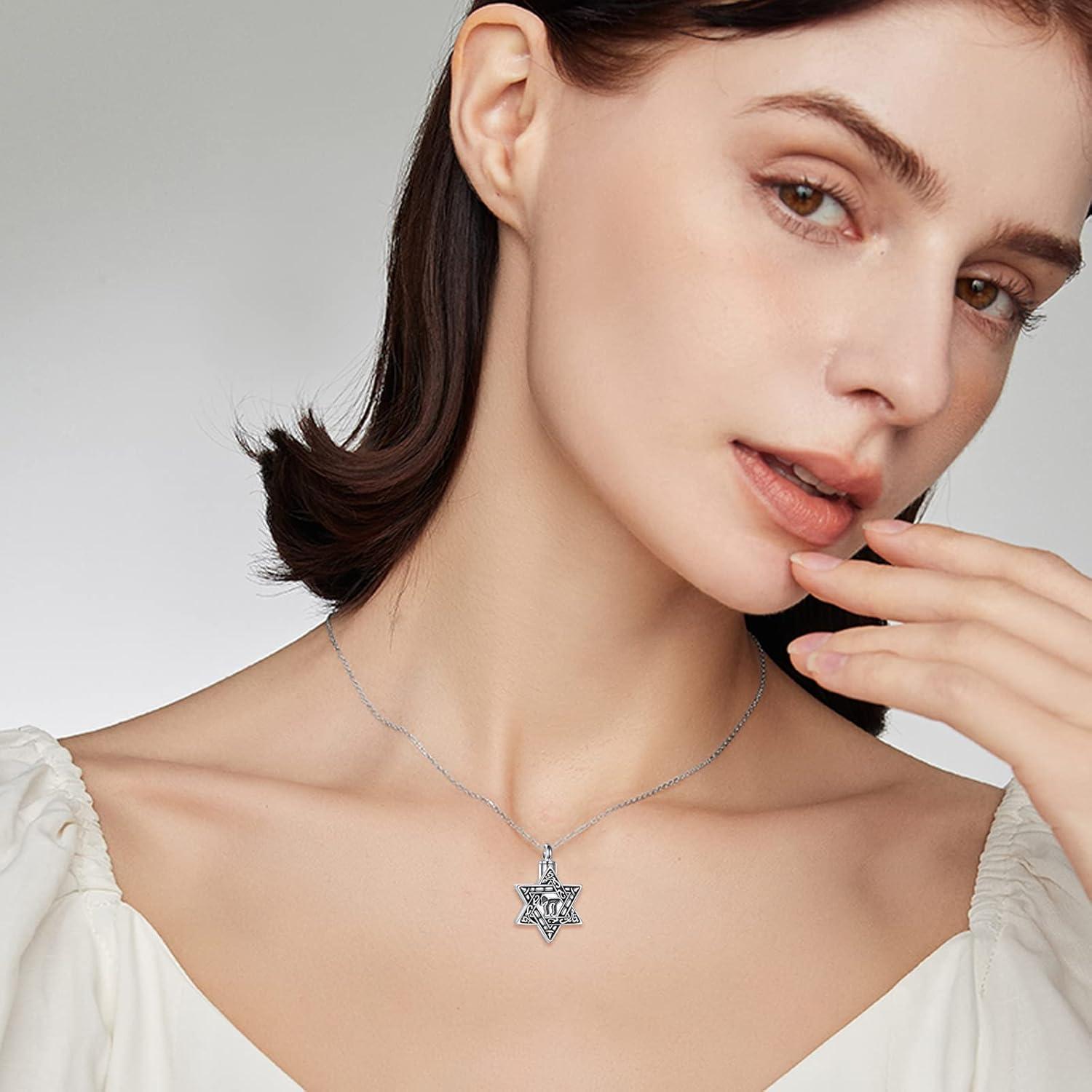 image:imageYFN Star of David Necklace Sterling Sliver Abalone Shell Tree of Life Necklace Jewish Jewelry Gifts for Women Menchai urn