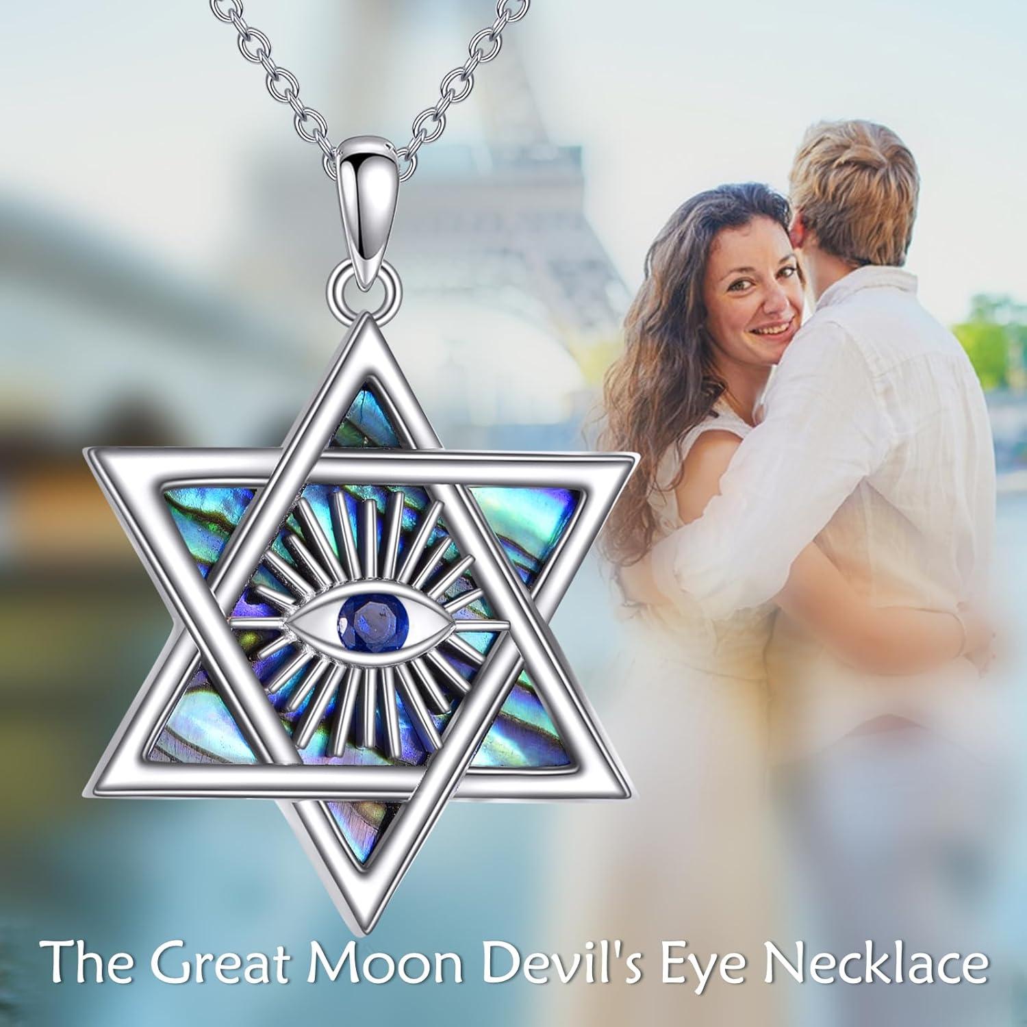 image:imageYFN Star of David Necklace Sterling Sliver Abalone Shell Tree of Life Necklace Jewish Jewelry Gifts for Women Menevil eye