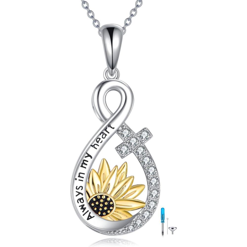image:imageYFN Pet Cremation Necklace 925 Sterling Silver Cross Infinite love Urn Necklace Pendant Pet Jewelry Gift for Dog Cat Loversstyle10