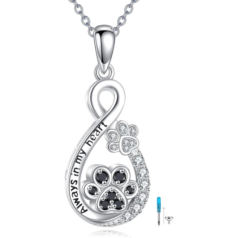 image:imageYFN Pet Cremation Necklace 925 Sterling Silver Cross Infinite love Urn Necklace Pendant Pet Jewelry Gift for Dog Cat Loversstyle15