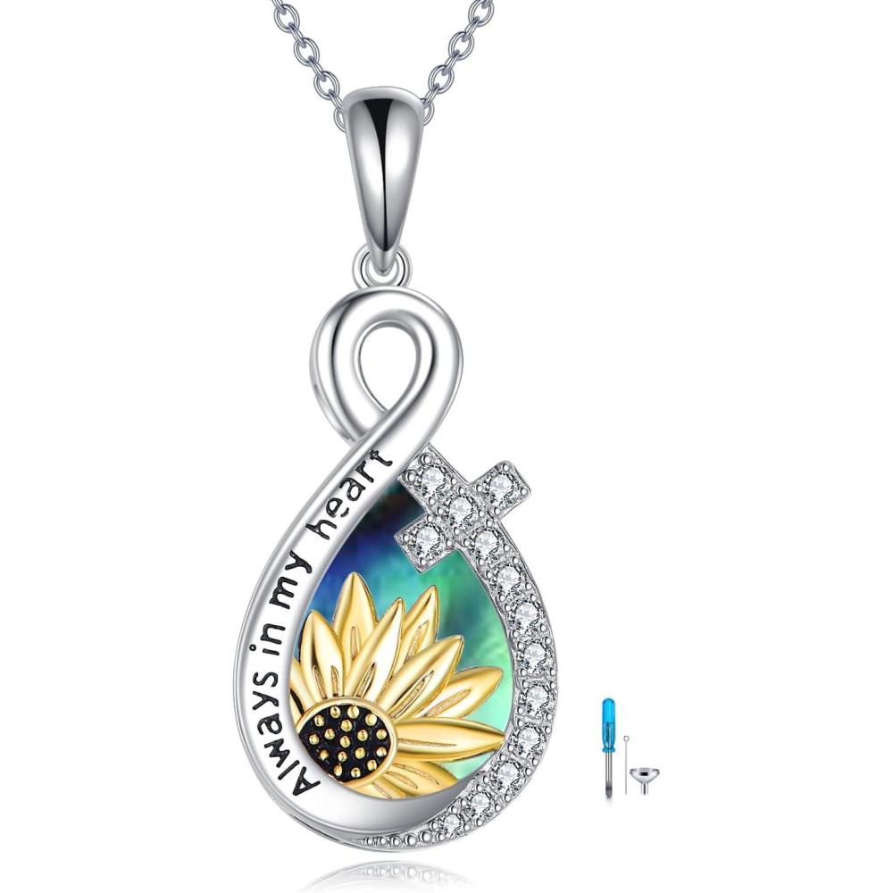 image:imageYFN Pet Cremation Necklace 925 Sterling Silver Cross Infinite love Urn Necklace Pendant Pet Jewelry Gift for Dog Cat Loversstyle3