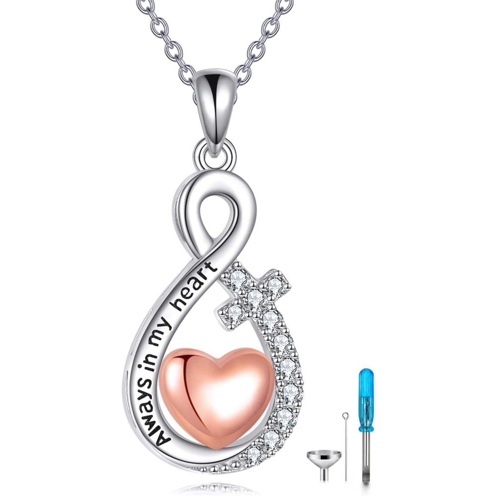 image:imageYFN Pet Cremation Necklace 925 Sterling Silver Cross Infinite love Urn Necklace Pendant Pet Jewelry Gift for Dog Cat Loversstyle8
