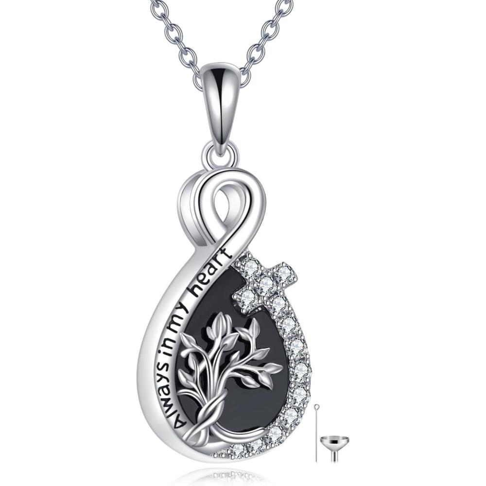 image:imageYFN Pet Cremation Necklace 925 Sterling Silver Cross Infinite love Urn Necklace Pendant Pet Jewelry Gift for Dog Cat Loversstyle9