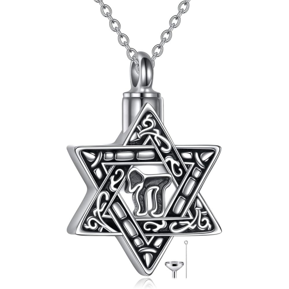 image:imageYFN Star of David Necklace Sterling Sliver Abalone Shell Tree of Life Necklace Jewish Jewelry Gifts for Women Menchai urn